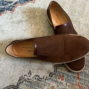 Mezlan Spain Brown Perforated Leather Slip-on Loafers Men size 8 Marcet
